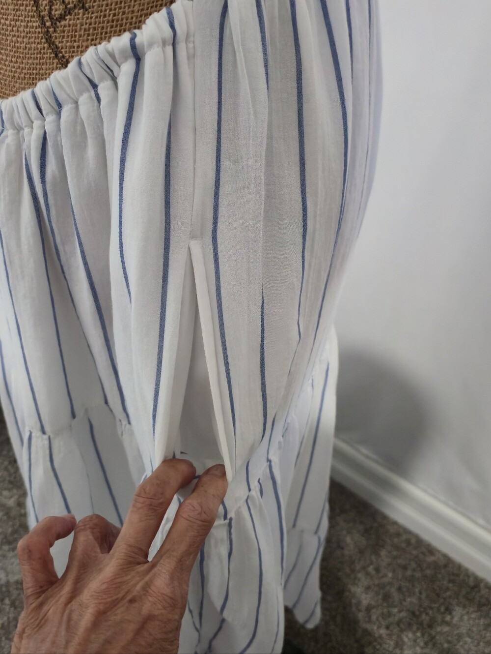 American Eagle Outfitters White Maxi Dress with Blue Stripes - Picture 6 of 11